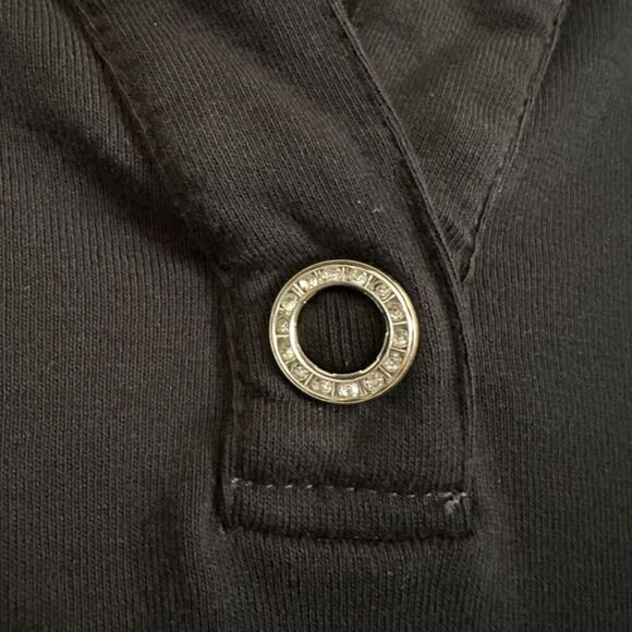Chico's 3/4 Sleeve V Neck Shirt‎ with Rhinestone Details Women's 1/M Black - Picture 6 of 8
